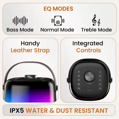 Portronics Dash 4 50W Bluetooth Speaker with Wireless Karaoke Mic, 6Hrs Playtime, HD Sound 50 W Bluetooth Speaker (Black, Stereo Channel)