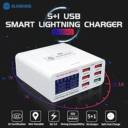Sunshine SS-304Q 6 Port Intelligrnt USB Fast Charger
