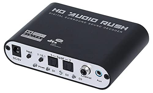 Digital to Analog 5.1 Audio Rush Decoder Converter Optical SPDIF Coaxial R/L Audio to 5.1CH Analog Audio 6RCA Output