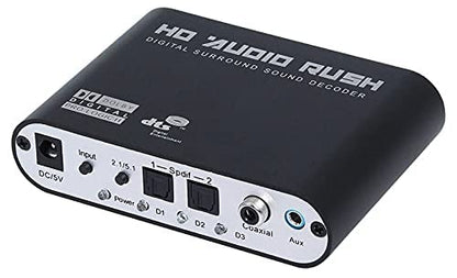 Digital to Analog 5.1 Audio Rush Decoder Converter Optical SPDIF Coaxial R/L Audio to 5.1CH Analog Audio 6RCA Output