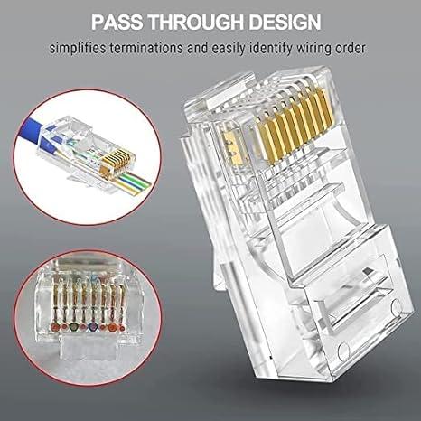 RJ45 Pass Through Connector (Pack Of 100)