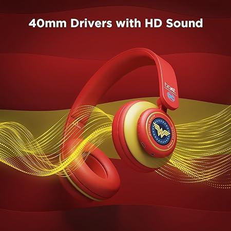 boAt Rockerz 450 Wonder Woman Edition Bluetooth On Ear Headphones with Mic, Upto 15 Hours Playback, 40mm Drivers (Amazonian Red) (Copy)