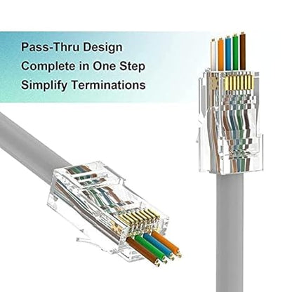 RJ45 Pass Through Connector (Pack Of 100)