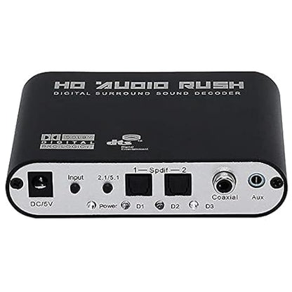 Digital to Analog 5.1 Audio Rush Decoder Converter Optical SPDIF Coaxial R/L Audio to 5.1CH Analog Audio 6RCA Output