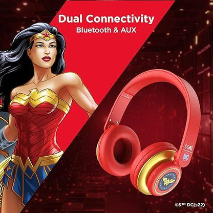 boAt Rockerz 450 Wonder Woman Edition Bluetooth On Ear Headphones with Mic, Upto 15 Hours Playback, 40mm Drivers (Amazonian Red)