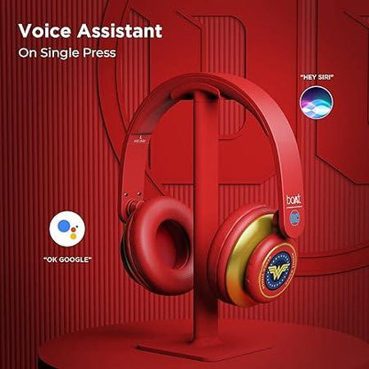 boAt Rockerz 450 Wonder Woman Edition Bluetooth On Ear Headphones with Mic, Upto 15 Hours Playback, 40mm Drivers (Amazonian Red) (Copy)