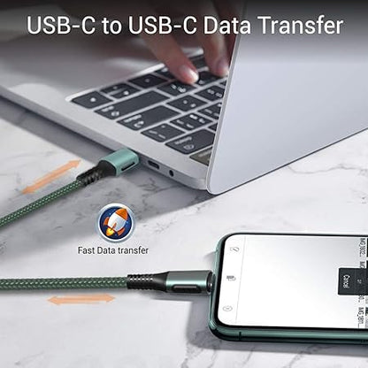 Portronics Konnect C Square 18W Type c to c ,3A Quick Charge Support, Nylon Braided,1.2M (Green)