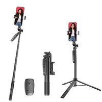 Portronics Lumistick Pro Smart Selfie Stick with 360 Degree Rotation, 10 M Bluetooth Range, 1600 mm Extension Rod, 3 Light Modes (Black)