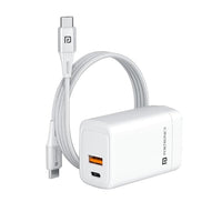 Portronics Adapto 65X 65W GaN PD Fast Charger | Dual Ports, 100W Type-C to Type-C Cable, Compatible with Laptop, MacBook, iPhone 8+, Tablet (White)