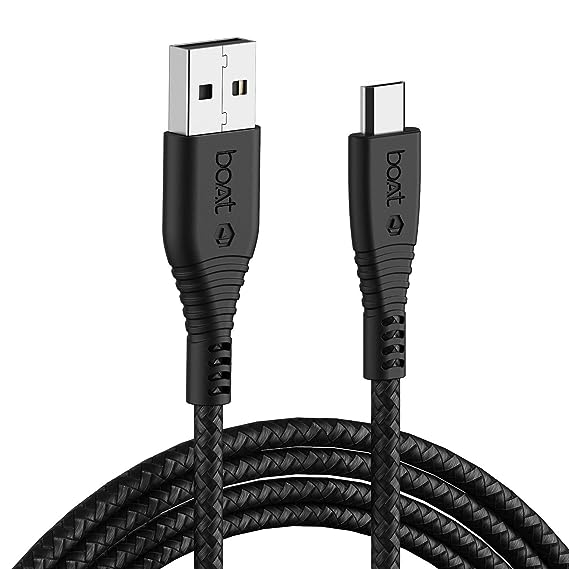 boAt Micro USB 55 Tangle-Free, Micro USB Cable, 3A Fast Charging, 1.5 M (Black)