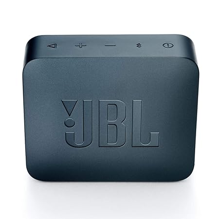 JBL Go 2 Wireless Portable Bluetooth Speaker with Mic, Signature Sound, Vibrant Color Options with IPX7 Waterproof & AUX (Navy Blue)