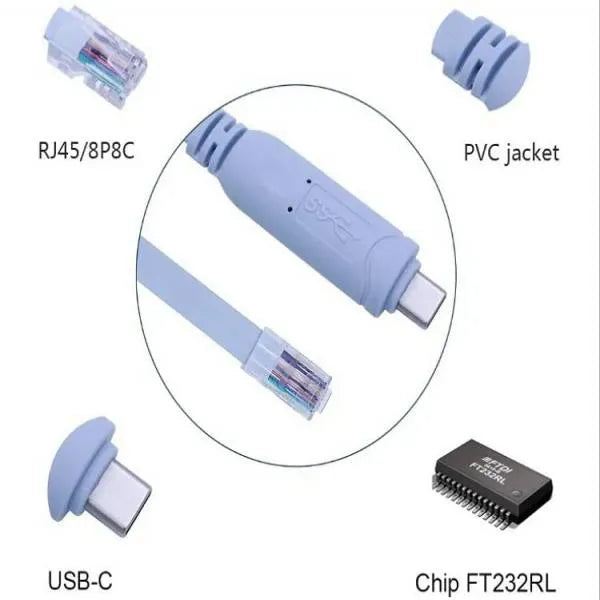 Rj-45 Male Console Cable, Debug Line, Compatible with Cisco, Routers/Switches for Laptop in Windows, Mac, Linux