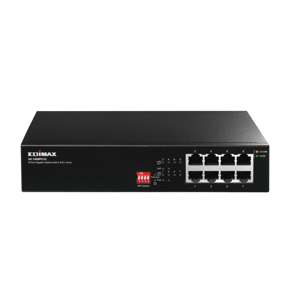 EDIMAX GS-1008PH V2 Long Range 8-Port Gigabit Switch with 4 PoE+ Managed Switch