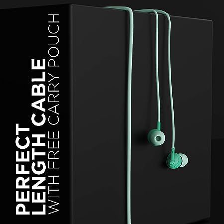 boAt Bassheads 100 Wired in Ear Earphones with Mic (Mint Green)
