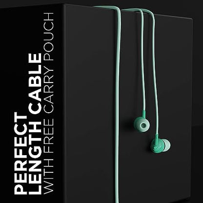 boAt Bassheads 100 Wired in Ear Earphones with Mic (Mint Green)