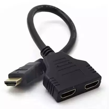 HDMI Male to 2X HDMI Female Y Splitter Switch, Adapter, TV Laptop Cable (Compatible with TV, Projector, LAPTOP, Black)