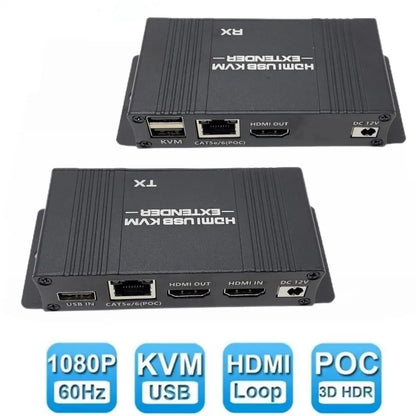 HDMI KVM Extender HDMI Extender with USB KVM Control RJ45 Over IP Cat6 POC Mouse Transmitter Receiver for PC Computer