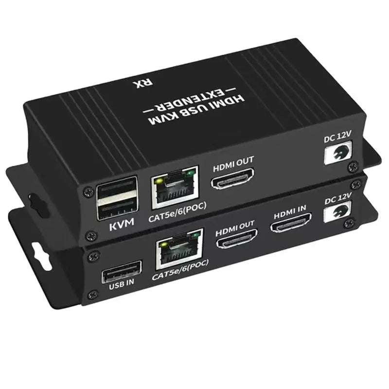 HDMI KVM Extender HDMI Extender with USB KVM Control RJ45 Over IP Cat6 POC Mouse Transmitter Receiver for PC Computer