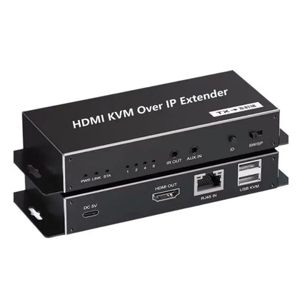 HDMI KVM Extender HDMI Extender with USB KVM Control RJ45 Over IP Cat6 POC Mouse Transmitter Receiver for PC Computer