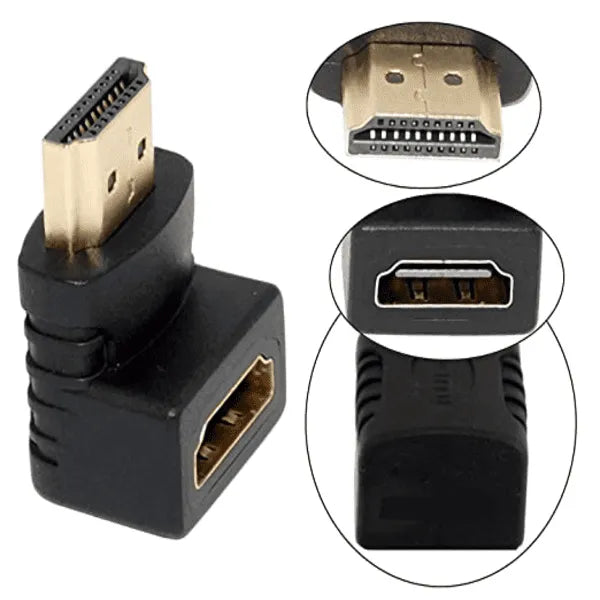 HDMI Male to Female L-Shape Adapter | Gold-Plated High-Speed HDMI Connector