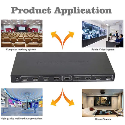 1x8 HDMI Splitter, HDMI Splitter 1 in 8 Out, Supports 3D 4K x 2K @30HZ Full HD 1080P, Support for TVs or Multi Monitor Adapter at Same Time (Black)