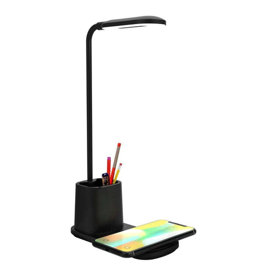 Portronics Brillo II Lamp with Wireless Charging, Pen Holder, LED Indicator (Black)