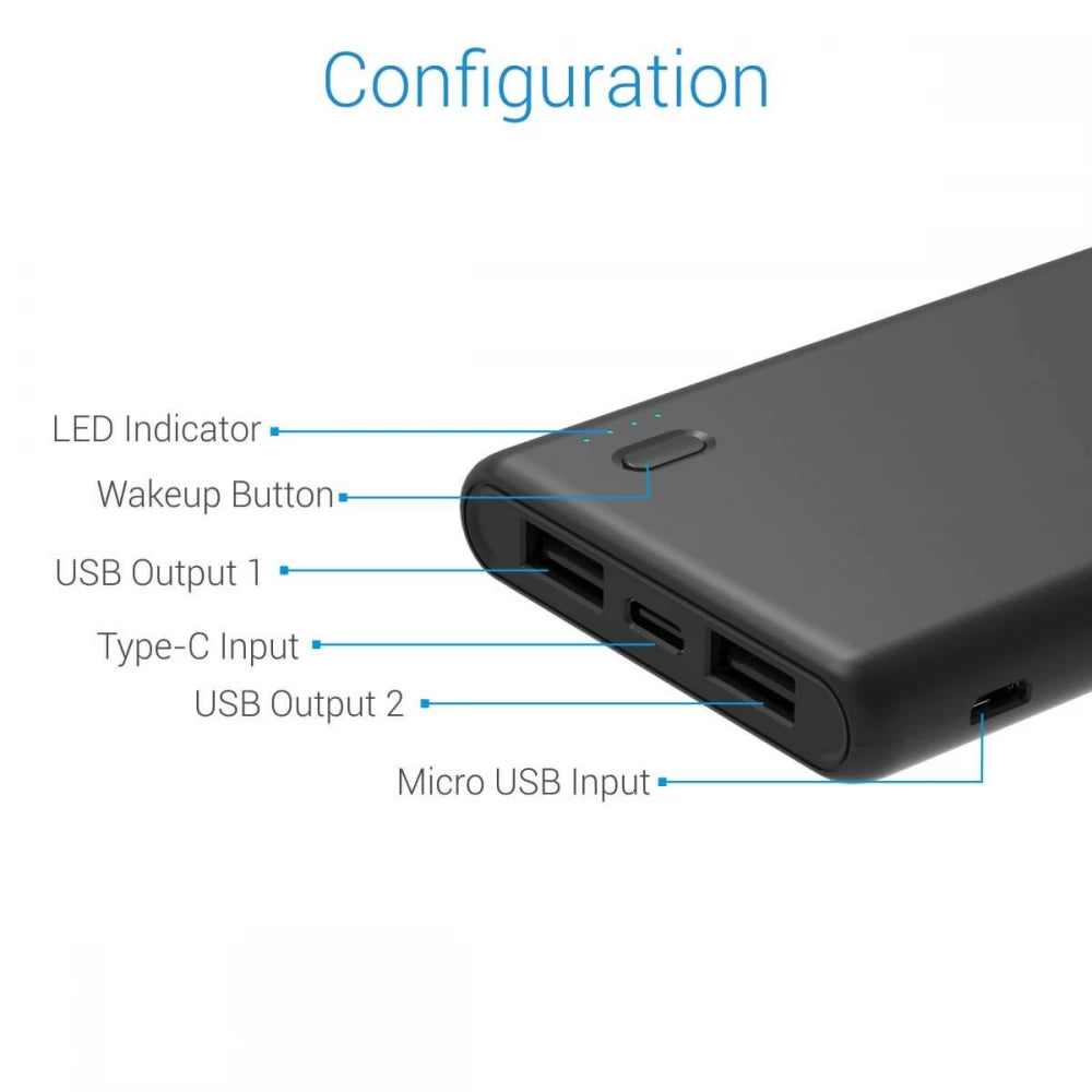 Portronics Indo 5X POR-1005,5,000mAh Power Bank with LED Indicator,for All Android and iOS Devices (Black)