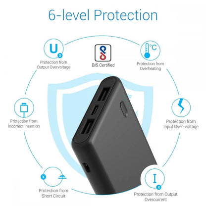 Portronics Indo 5X POR-1005,5,000mAh Power Bank with LED Indicator,for All Android and iOS Devices (Black)