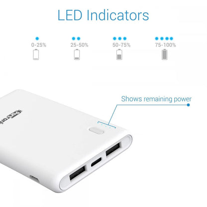 Portronics Indo 5X POR-1006, 5,000mAh Power Bank, 2.0A Dual Input and Dual USB Output for All Android and iOS Devices (White)