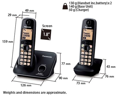 Panasonic Single Line 2.4GHz KX-TG3712SX Digital Cordless Telephone (Black)