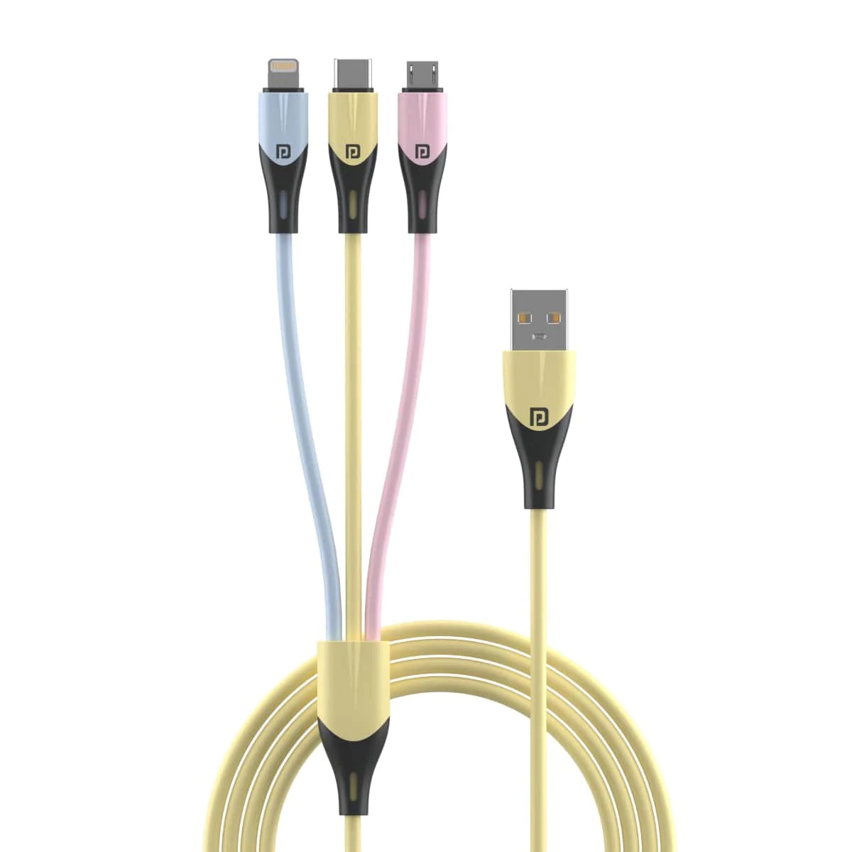Portronics Konnect 3 Way 3-in-1 Multi Functional Cable (Micro USB+8Pin+Type C) 3Amp 1.2m Length
