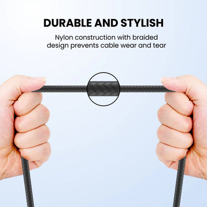 Portronics Konnect J7 20W Fast Charging with Dual Output (Type C + Micro USB), Changeable Metallic Heads, 480 Mbps Data Transfer, 1M (Black)