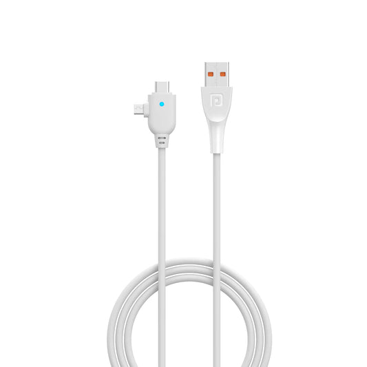 Portronics Konnect Spydr 2 Multi-Functional Charging Cable (Type C + Micro USB) 3.0 A Output (White)