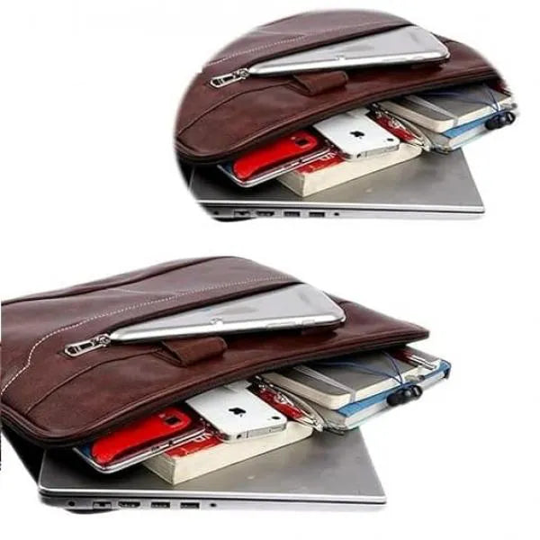 Laptop Carry Handle Bag (Leather ) with Keyboard Protective Film, Mouse-Pad