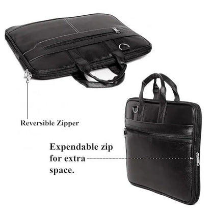 Laptop Carry Handle Bag (Leather ) with Keyboard Protective Film, Mouse-Pad