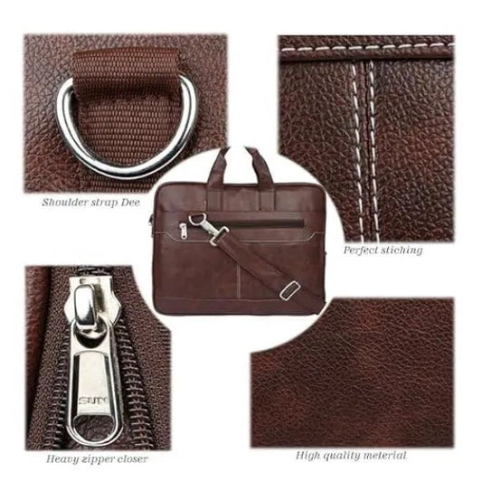 Laptop Carry Handle Bag (Leather ) with Keyboard Protective Film, Mouse-Pad