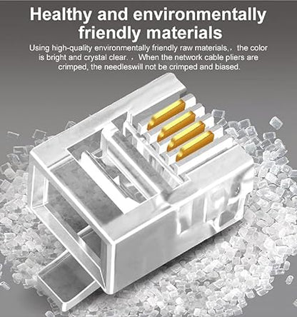 RJ11 4 Pin Telephone Plug 6P4C Modular Plug Telephone Phone Connector Crystal Head Plug Network Connector,Four-Core Cable RJ 11 Plug (Pack Of 10)