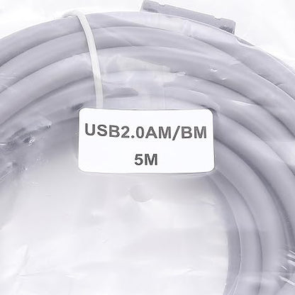 USB 2.0 Printer Cable, A Male to B Male High speed Cord 5 Meter (Grey)