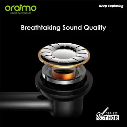 ORAIMO OEP-E25 THOR Exceptional sound half-in earphone with mic Wired Headset (Black, In the Ear)