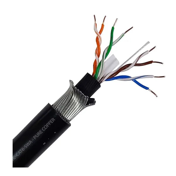 Cat 6 Cable, Armored Cable (Copper) with High Speed connectivity (Outdoor)| 4 Pair Separator Design - 305M