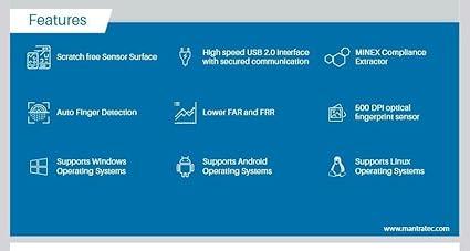 Mantra MFS 110 L1 Biometric Single Fingerprint Scanner, Aadhaar Authentication Device | Latest Updated RD Service | High Securety and Fast scanning | Reliable and Durable