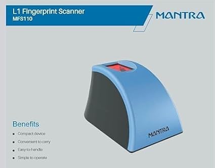 Mantra MFS 110 L1 Biometric Single Fingerprint Scanner, Aadhaar Authentication Device | Latest Updated RD Service | High Securety and Fast scanning | Reliable and Durable