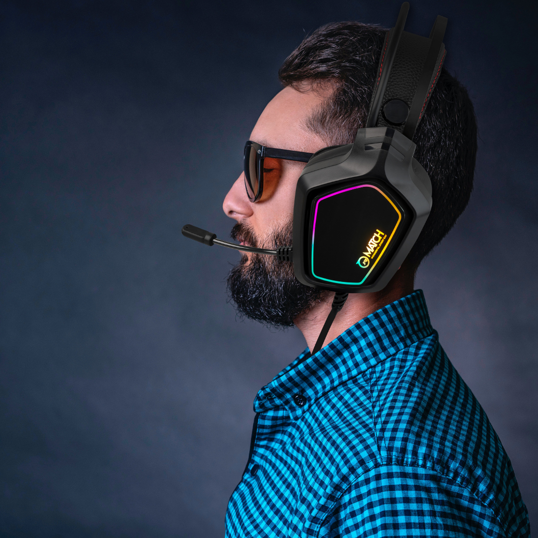 MATCH M-UGH6, Gaming Headphones with Mic and RGB LED Lights