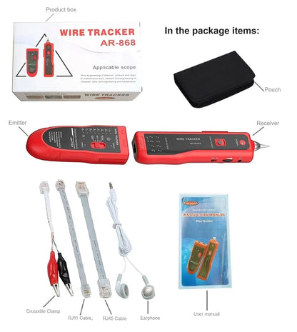 Lan Tester with Wire Tracker, Cable Tracker, RJ11 RJ45 Line Finder Cable Tester for Network LAN Ethernet Cable Collation, Phone Telephone Line Tester