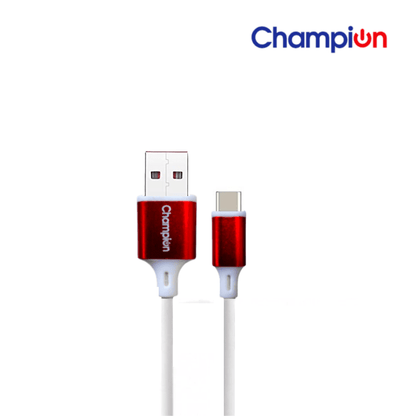 Champion USB to Type-C 3Amp Data Sync & Charging Cable PVC Metal 1M for all Android & USB Type-C Devices (White)