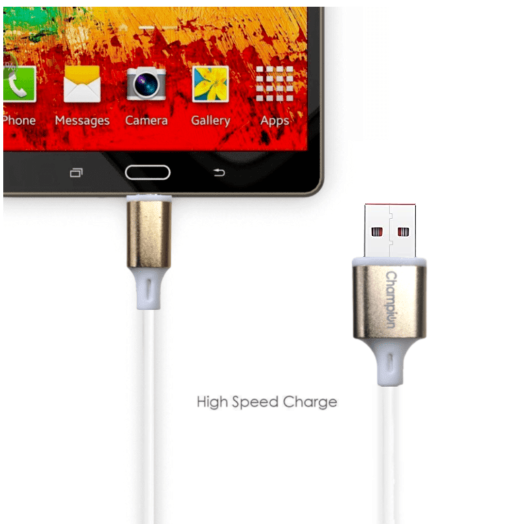 Champion Micro USB 3Amp Data Sync & Charging Cable Metal 1M for all Android & Micro USB Devices (Golden)