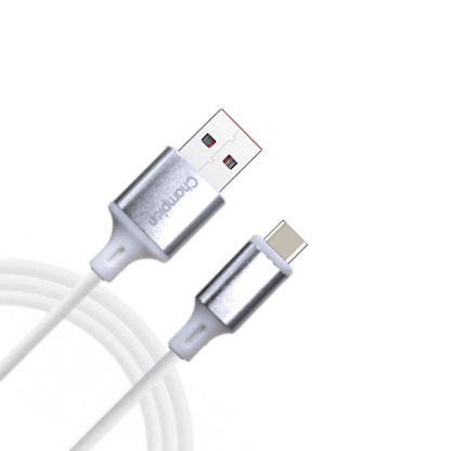 Champion USB to Type-C 3Amp Data Sync & Charging Cable PVC Metal 1M for all Smartphones, Tablets & other Type C devices (Silver)