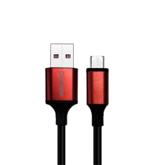 Champion USB to Micro 3Amp Data Sync & Charging Cable Metal 1M for all Android & USB Type-C Devices (Red)