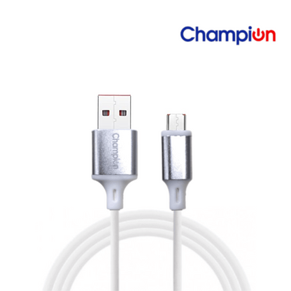 Champion Micro USB 3Amp Data Sync & Charging Cable Metal 1M for all Android & Micro USB Devices (Silver )