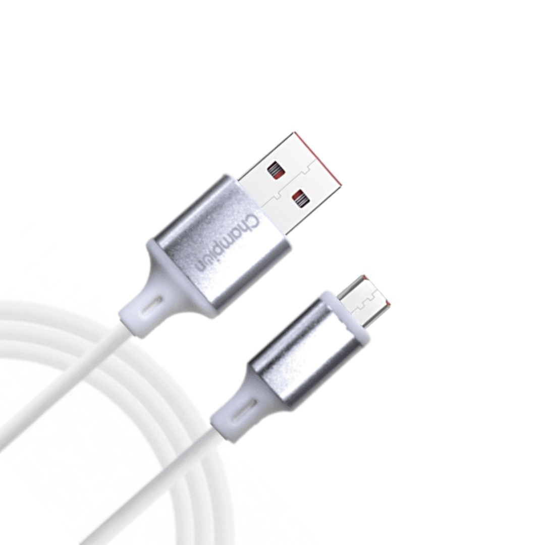Champion Micro USB 3Amp Data Sync & Charging Cable Metal 1M for all Android & Micro USB Devices (Silver )